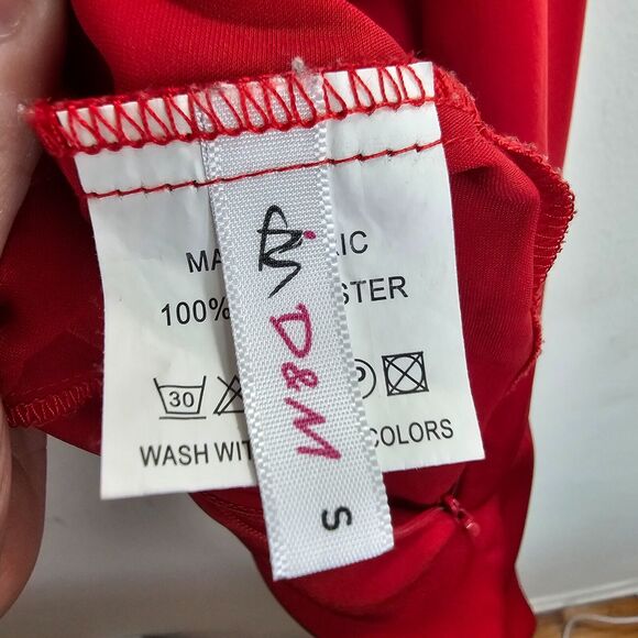 D&M Red Sexy Spaghetti Strap Drape Neck Front Slit Back Zip Satin Dress Small - Picture 5 of 10